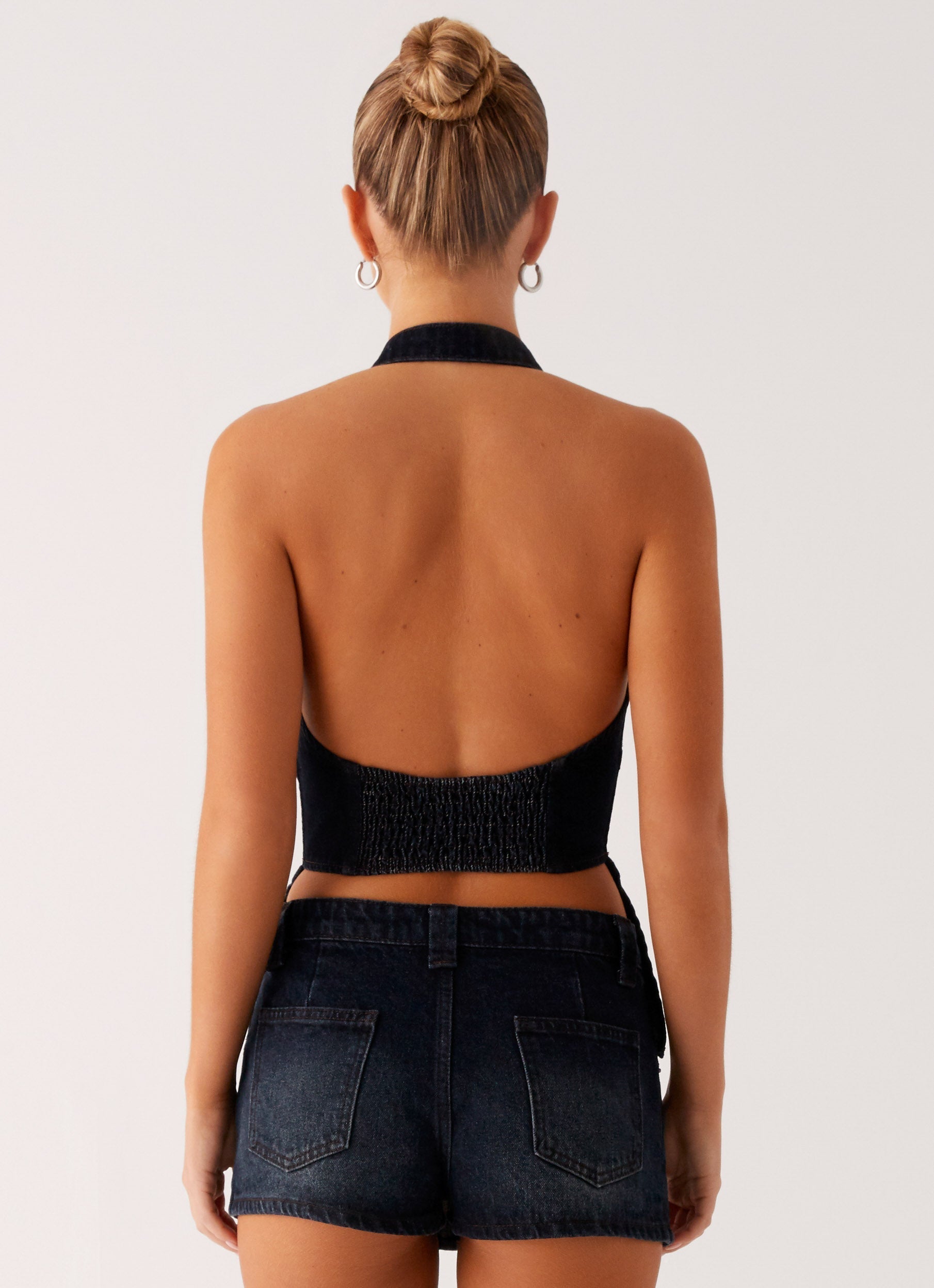 Esma Halter Top - Washed Dark Blue