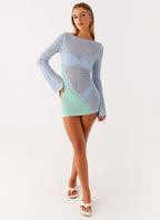 Estie Long Sleeve Crochet Mini Dress - Multi