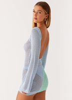 Estie Long Sleeve Crochet Mini Dress - Multi