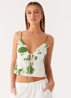 Faela Cotton Cami Top - Verdant Bloom