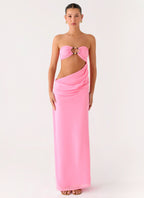Falling Forever Strapless Beaded Maxi Dress - Pink