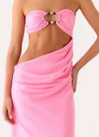 Falling Forever Strapless Beaded Maxi Dress - Pink