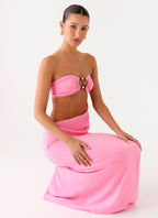 Falling Forever Strapless Beaded Maxi Dress - Pink