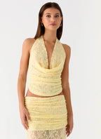 Farruko Jacquard Halter Top - Butter