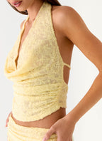 Farruko Jacquard Halter Top - Butter