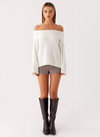 Federica Off Shoulder Knit - White