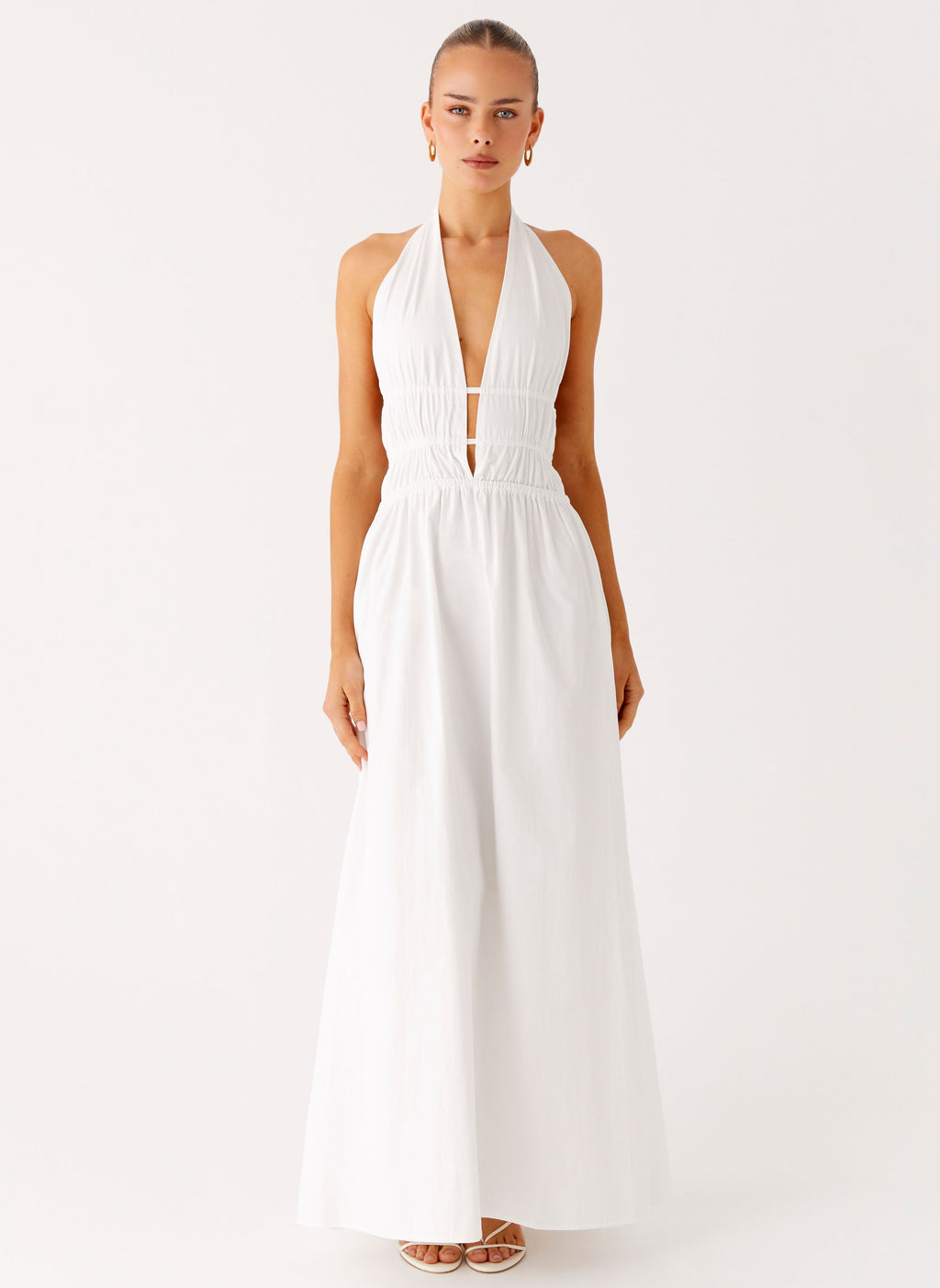 Figaro Halter Maxi Dress - White
