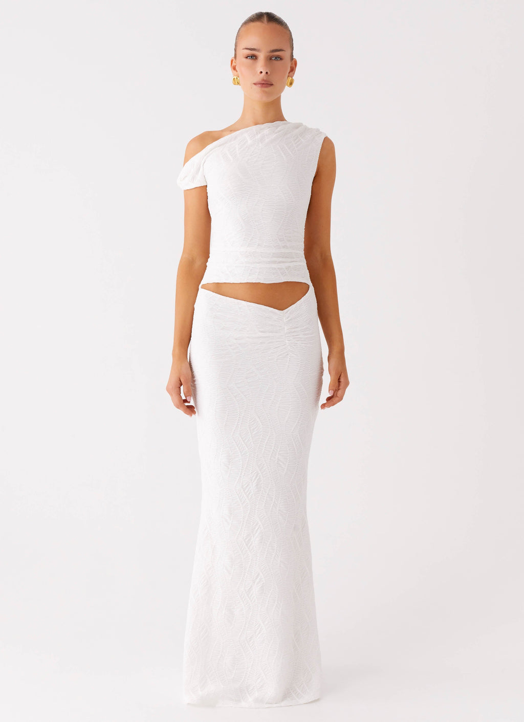 Galantis One Shoulder Maxi Dress - White