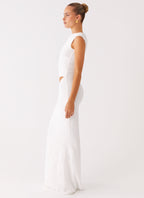Galantis One Shoulder Maxi Dress - White