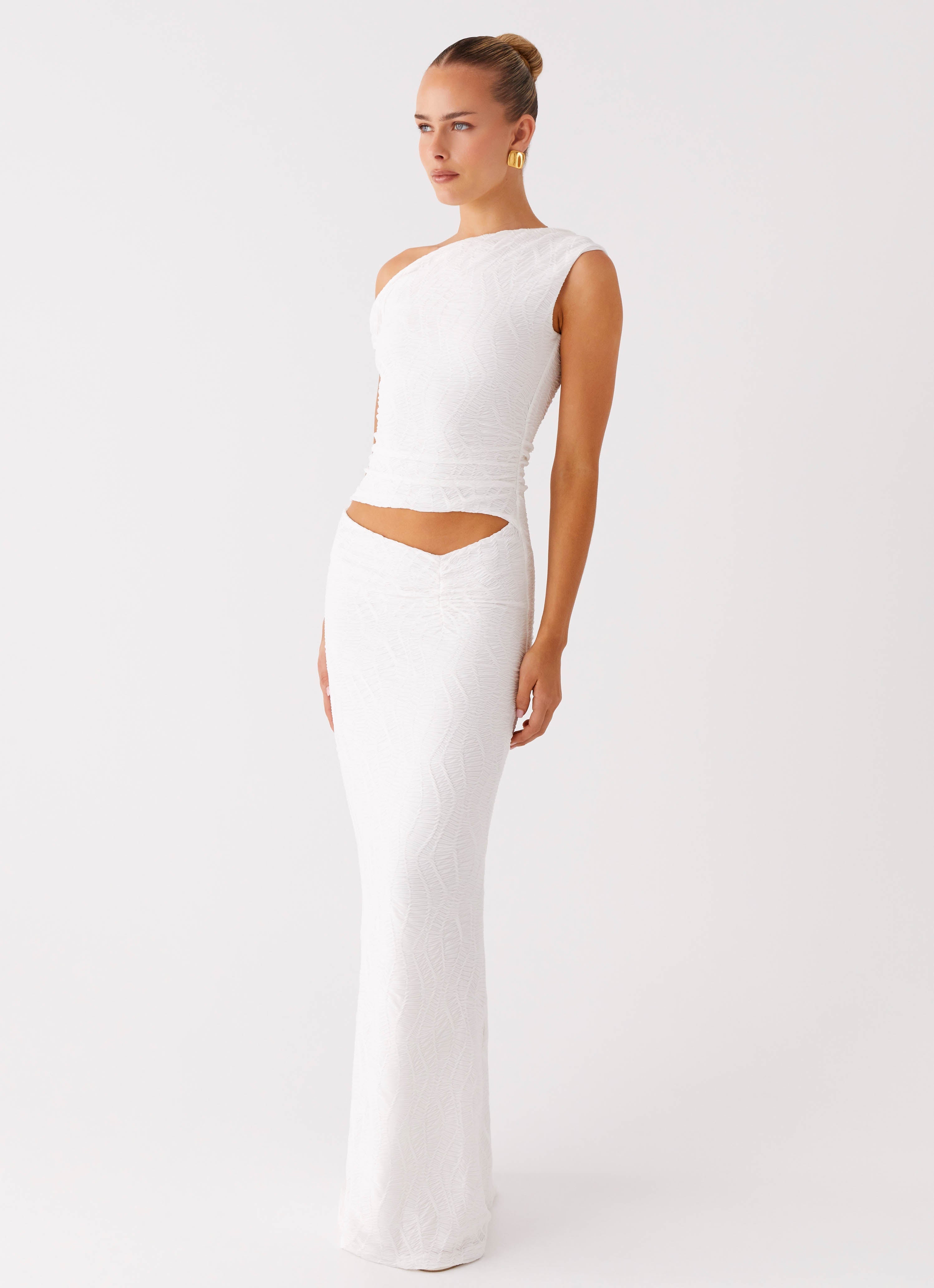 Galantis One Shoulder Maxi Dress - White