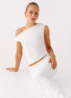 Galantis One Shoulder Maxi Dress - White