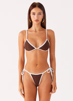 Gina Tie Side Bikini Bottoms - Chocolate