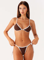 Gina Tie Side Bikini Bottoms - Chocolate