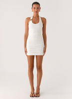 Gloves Up Halter Mini Dress - White