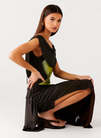 Good Fortune Maxi Dress - Lime Flower