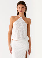 Griff Backless Jacquard Top - White