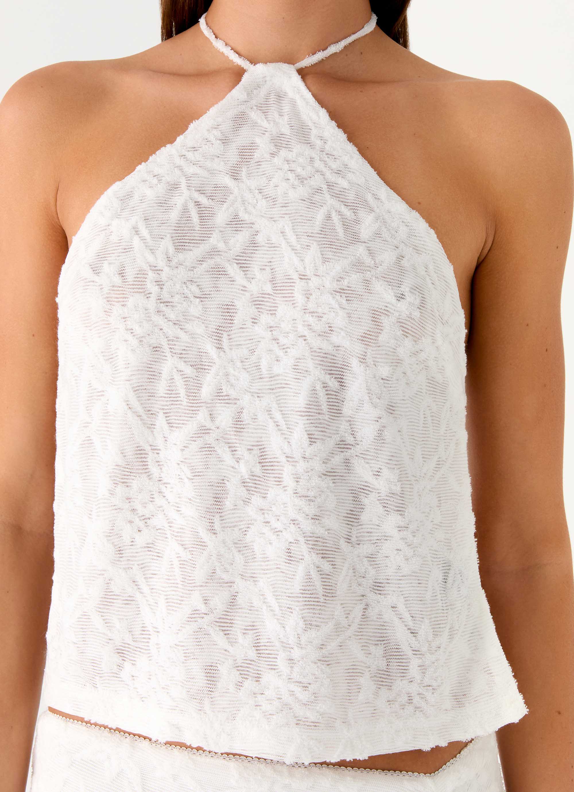 Griff Backless Jacquard Top - White