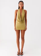 Haisley Cowl Mini Dress - Lime Green