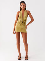 Haisley Cowl Mini Dress - Lime Green
