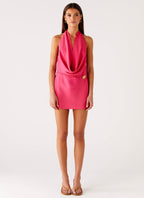 Halia Cowl Mini Dress - Watermelon