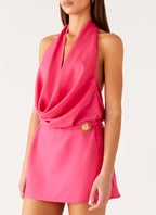 Halia Cowl Mini Dress - Watermelon