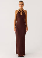 Harlyn Halter Maxi Dress - Chocolate