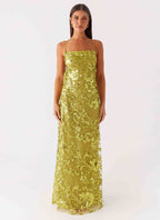 Havana Sequin Maxi Dress - Lime