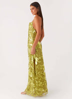 Havana Sequin Maxi Dress - Lime