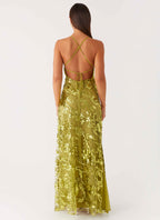 Havana Sequin Maxi Dress - Lime