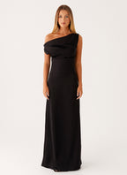 Heart Of Glass Satin Maxi Dress - Black