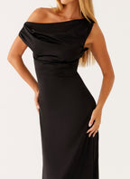 Heart Of Glass Satin Maxi Dress - Black