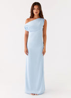 Heart Of Glass Satin Maxi Dress - Blue