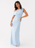 Heart Of Glass Satin Maxi Dress - Blue