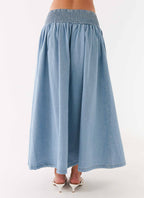Heater Midi Skirt - Washed Blue
