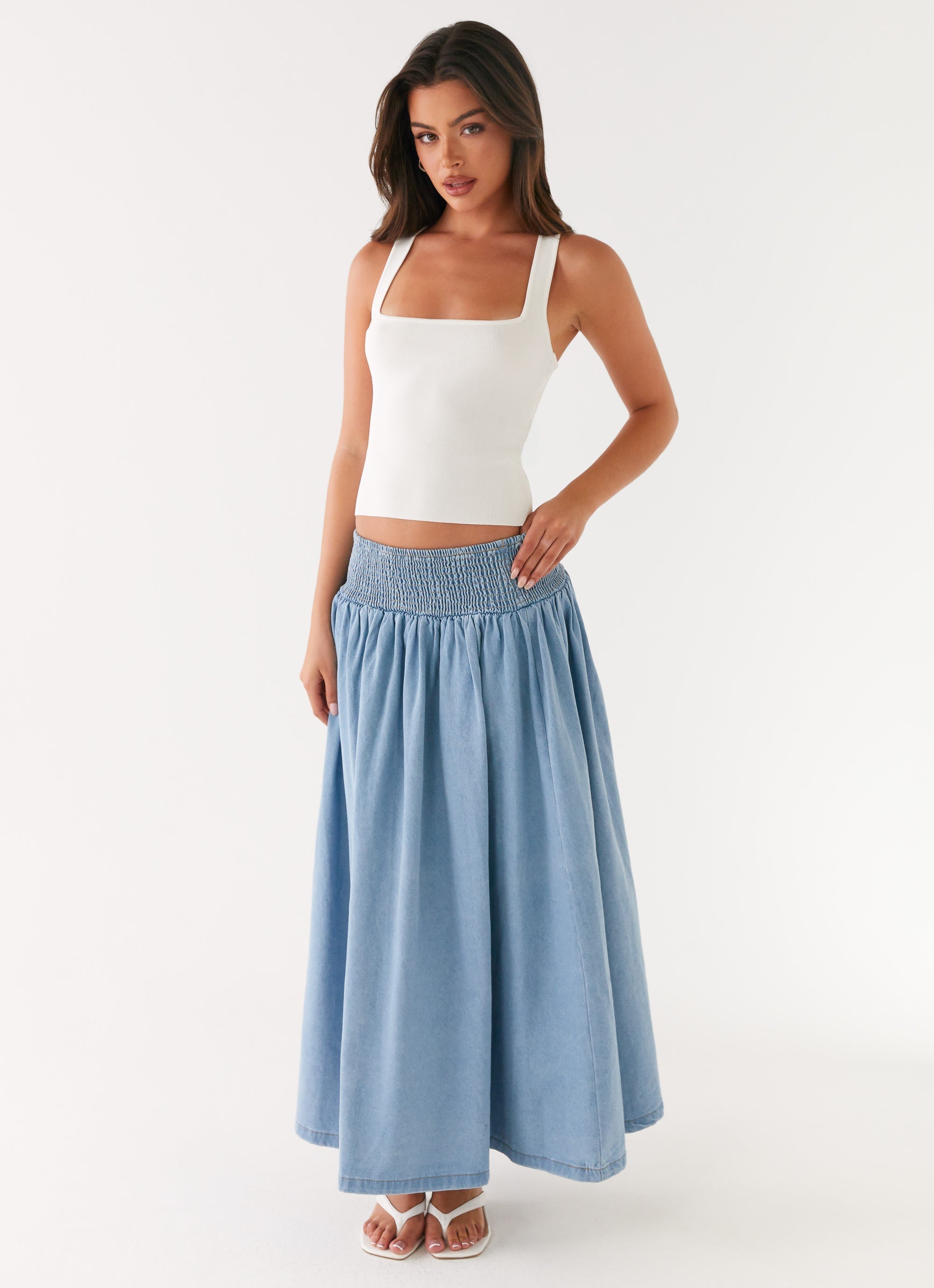 Heater Midi Skirt - Washed Blue