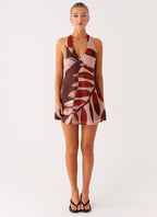Heavy Hearted Linen Mini Dress - Cinnamon Palm