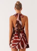 Heavy Hearted Linen Mini Dress - Cinnamon Palm