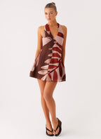 Heavy Hearted Linen Mini Dress - Cinnamon Palm