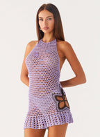 Henley Crochet Mini Dress - Lavender