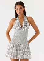 Holden Mini Dress - White Polkadot
