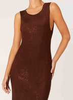 Hot Sequins Maxi Dress - Chocolate