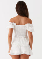 Hundred Percent Puff Sleeve Top - White