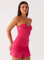 Hurts Like Hell Strapless Mini Dress - Fuchsia