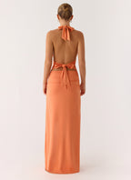Ilaria Halter Maxi Dress - Apricot