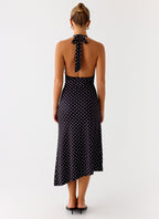 Illuminate Halter Midi Dress - Black Polkadot