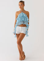 Inna Frill Halter Top - Aqua