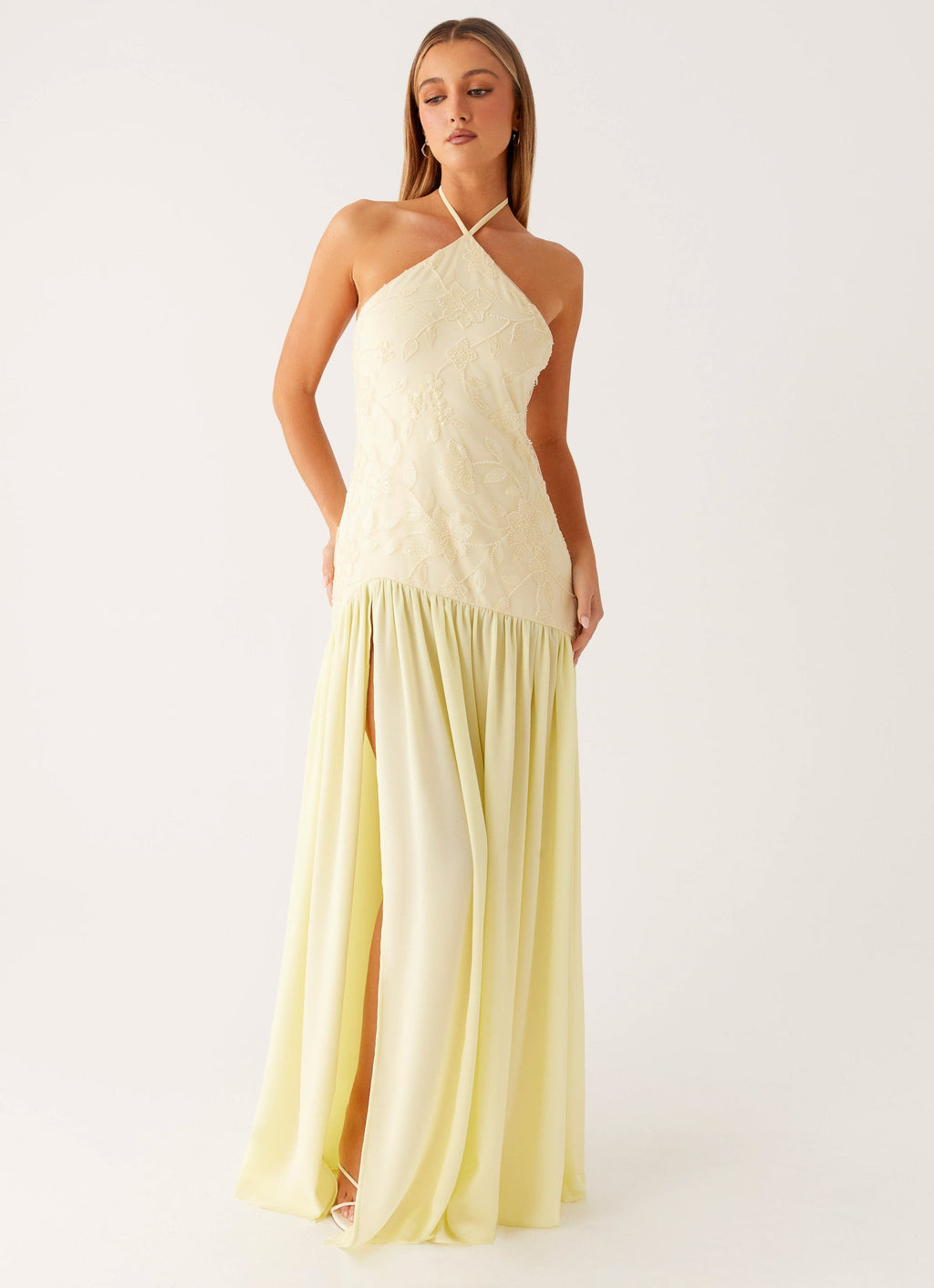 Janelle Beaded Maxi Dress - Yellow