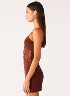 Jordanna Lace Mini Dress - Chocolate