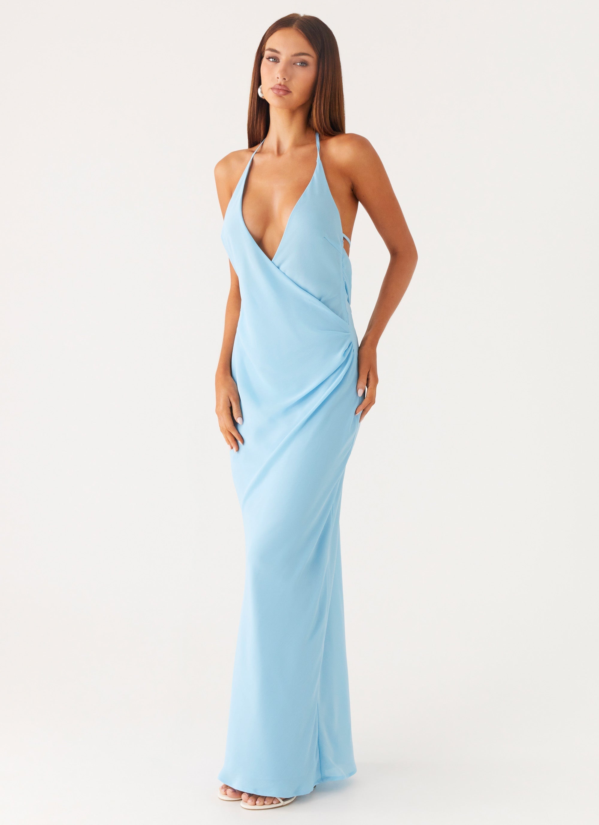 Just A Kiss Cowl Maxi Dress - Turquoise