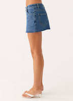 Kamen Low Rise Mini Skirt - Indigo Denim